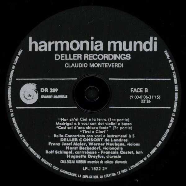 harmonia mundi France HM 209 - Claudio Monteverdi, Deller Consor - Image 4