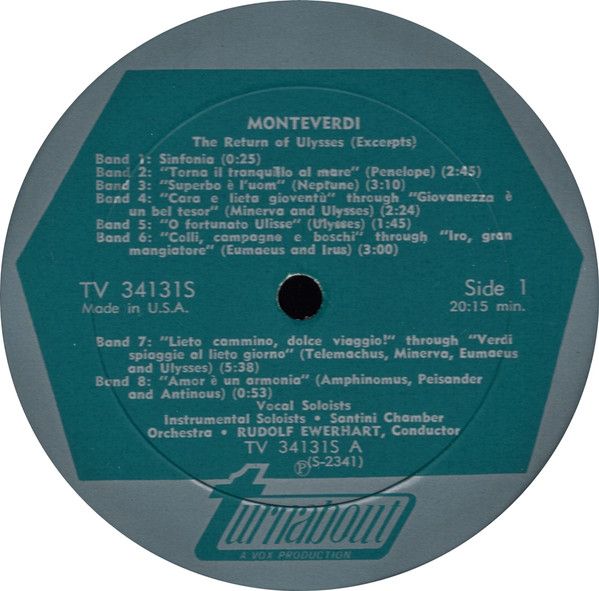 Turnabout TV 34131S - Claudio Monteverdi, Santini Chamber Orches - Image 3