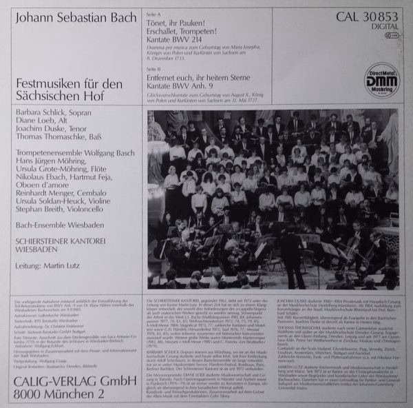 Calig CAL 30 853 - Johann Sebastian Bach, Barbara Schlick, Joach - Image 4