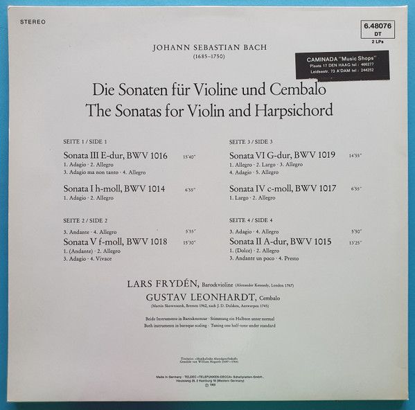 Telefunken 6.48076 DT - Johann Sebastian Bach, Lars Frydén, Gust - Image 2