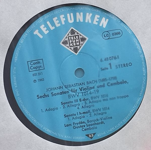 Telefunken 6.48076 DT - Johann Sebastian Bach, Lars Frydén, Gust - Image 3