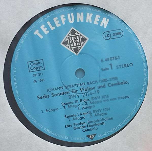 Telefunken 6.48076 DT - Johann Sebastian Bach, Lars Frydén, Gust - Image 3