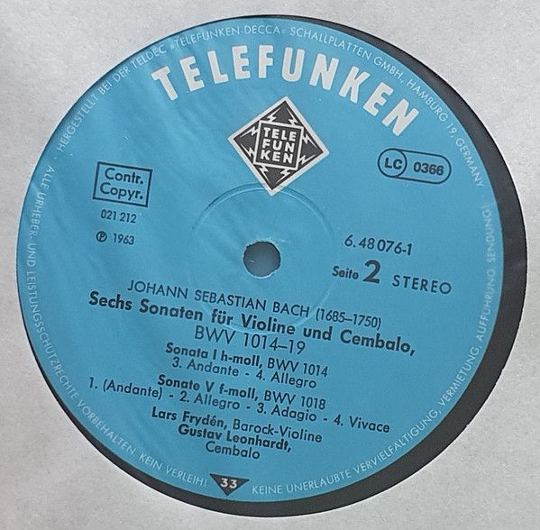 Telefunken 6.48076 DT - Johann Sebastian Bach, Lars Frydén, Gust - Image 4