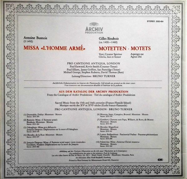 Archiv Produktion 2533 404 - Antoine Busnois, Gilles Binchois, P - Image 3