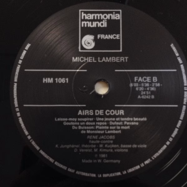 harmonia mundi France HM 1061 - Michel Lambert (3) - Airs de Cou - Image 4