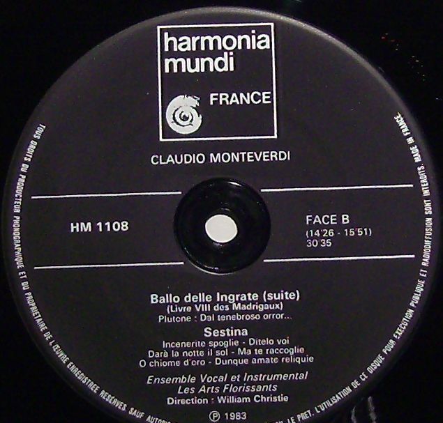 harmonia mundi France HM 1108 - Claudio Monteverdi, Les Arts Flo - Image 3