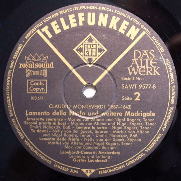Telefunken SAWT 9577-B - Claudio Monteverdi, Max van Egmond, Leo - Image 3