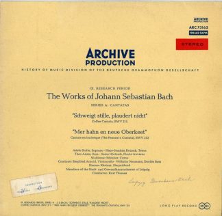Archiv Production ARC 73 162 - Johann Sebastian Bach, Adele Stol