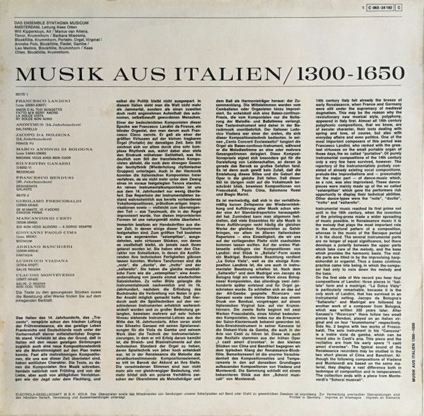 His Master's Voice 1C 063-24 182 - Syntagma Musicum, Kees Otten - Image 2