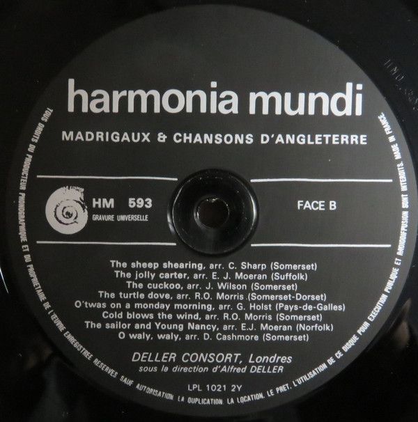 Harmonia Mundi HM 593 - Deller Consort, Alfred Deller - Madrigau - Image 3