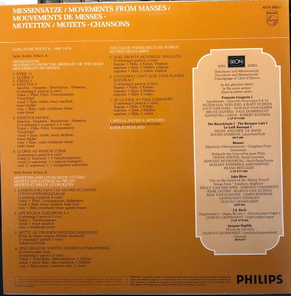 Philips 6575 043 - Guillaume Dufay, Capella Antiqua München, Kon - Image 2