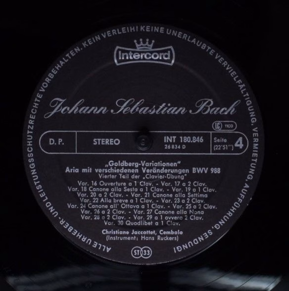 Intercord INT 180.846 - Johann Sebastian Bach, Christiane Jaccot - Image 8