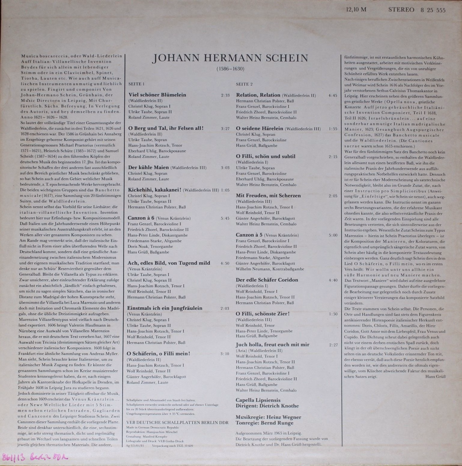 Eterna 8 25 555 - Johann Hermann Schein - Venus Kräntzlein / Mus - Image 2