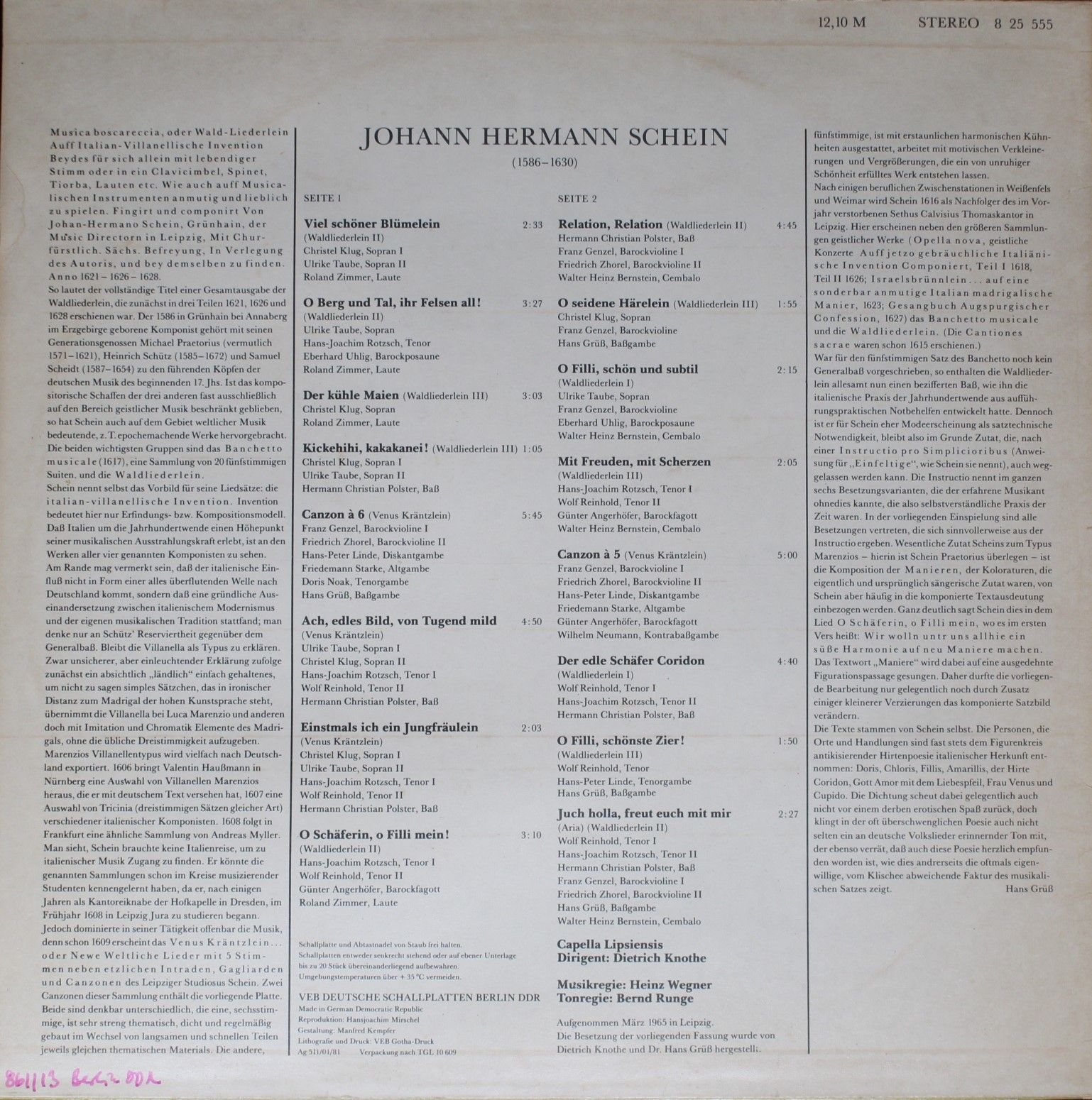 Eterna 8 25 555 - Johann Hermann Schein - Venus Kräntzlein / Mus - Image 2