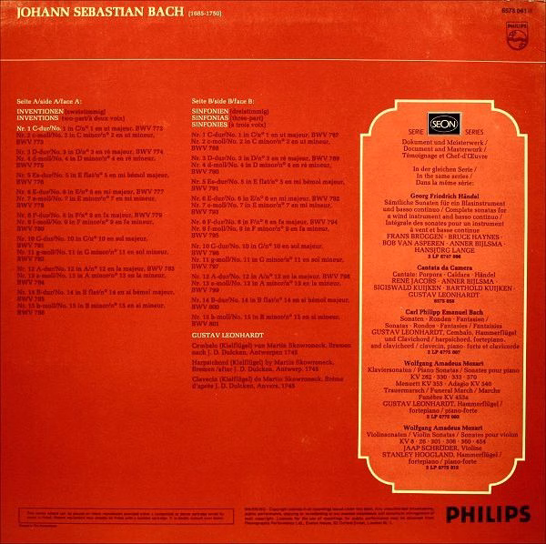 Philips 6575 061 - Johann Sebastian Bach, Gustav Leonhardt - Inv - Image 2