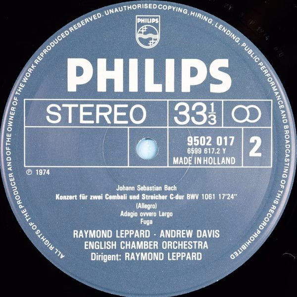 Philips 9502 017 - Johann Sebastian Bach, Raymond Leppard, Andre - Image 4