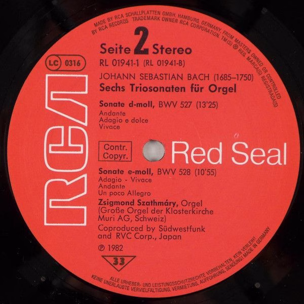 RCA RL 01941 - Johann Sebastian Bach, Zsigmond Szathmáry - Die T - Image 3
