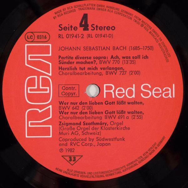 RCA RL 01941 - Johann Sebastian Bach, Zsigmond Szathmáry - Die T - Image 6