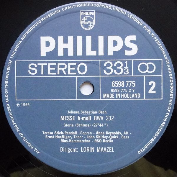 Philips 6747 438 - Johann Sebastian Bach, Teresa Stich-Randall, - Image 4