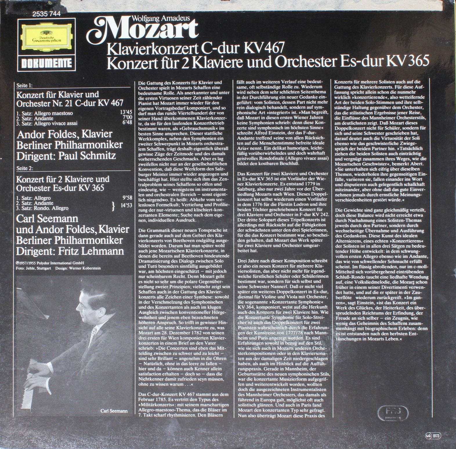 Deutsche Grammophon 2535 744 - Wolfgang Amadeus Mozart, Andor Fo - Image 2