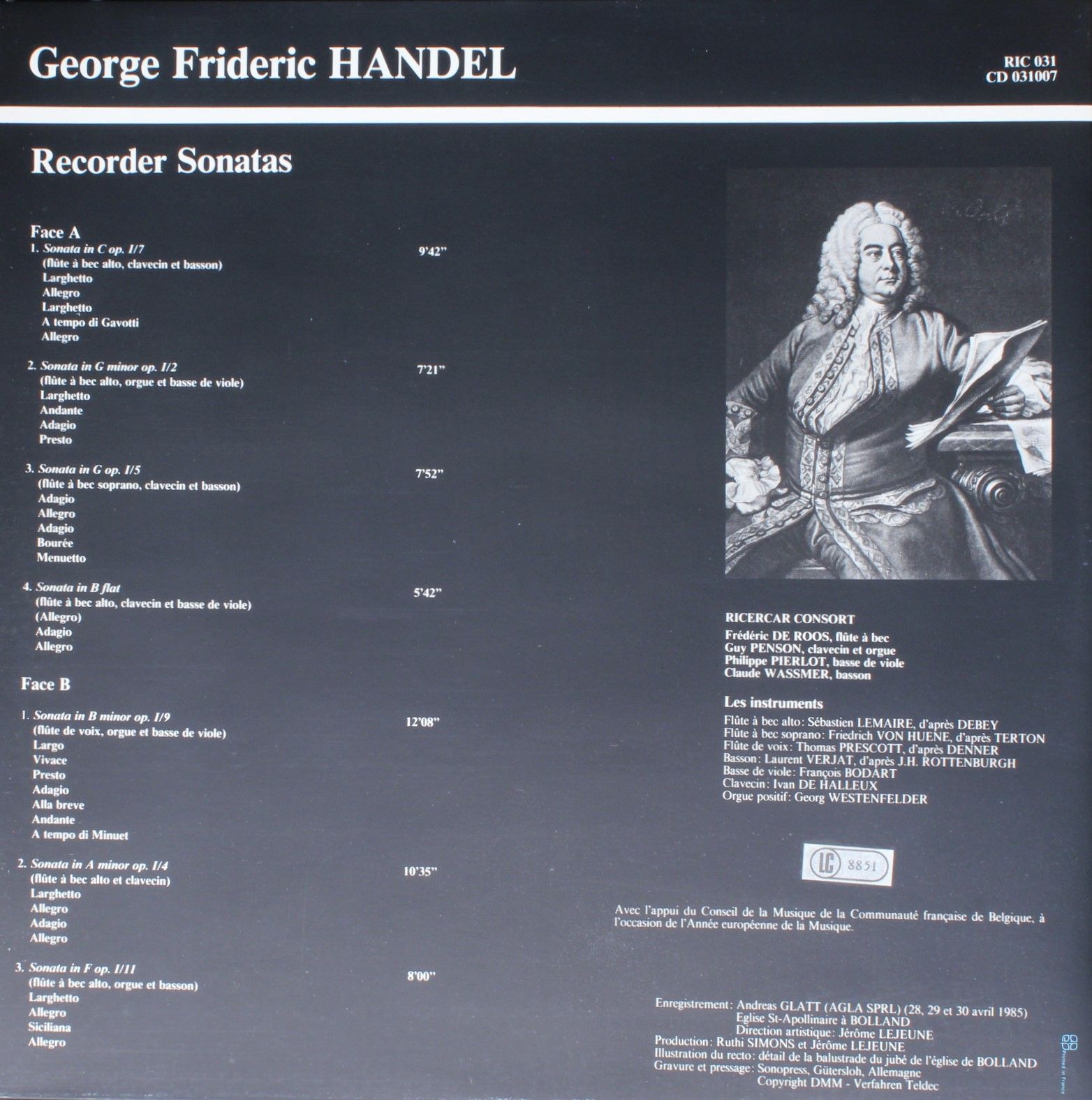 Ricercar RIC031 - Georg Friedrich Händel, Frédéric de Roos, Rice - Image 4
