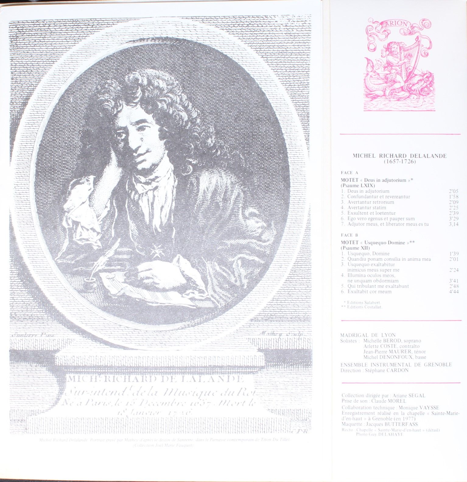 ARION ARN 38432 - Michel Richard Delalande, Le Madrigal De Lyon, - Image 2