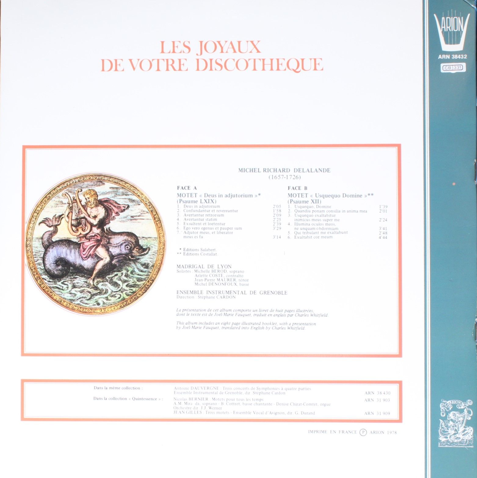 ARION ARN 38432 - Michel Richard Delalande, Le Madrigal De Lyon, - Image 3