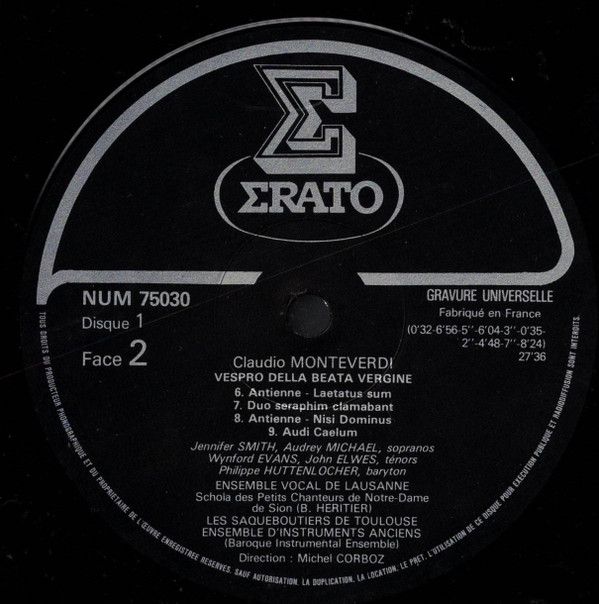 Erato 750292 - Claudio Monteverdi, Ensemble Vocal De Lausanne, L - Image 4