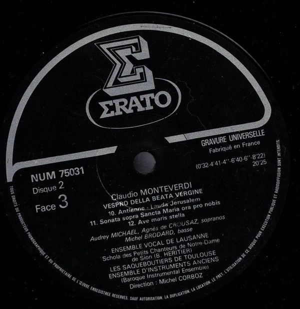 Erato 750292 - Claudio Monteverdi, Ensemble Vocal De Lausanne, L - Image 5