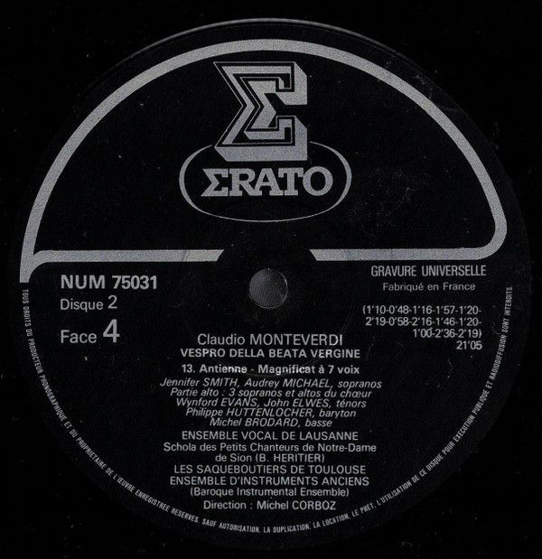 Erato 750292 - Claudio Monteverdi, Ensemble Vocal De Lausanne, L - Image 6