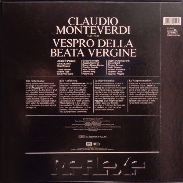 His Master's Voice Digital 27 0129 3 - Claudio Monteverdi, Taver - Image 2