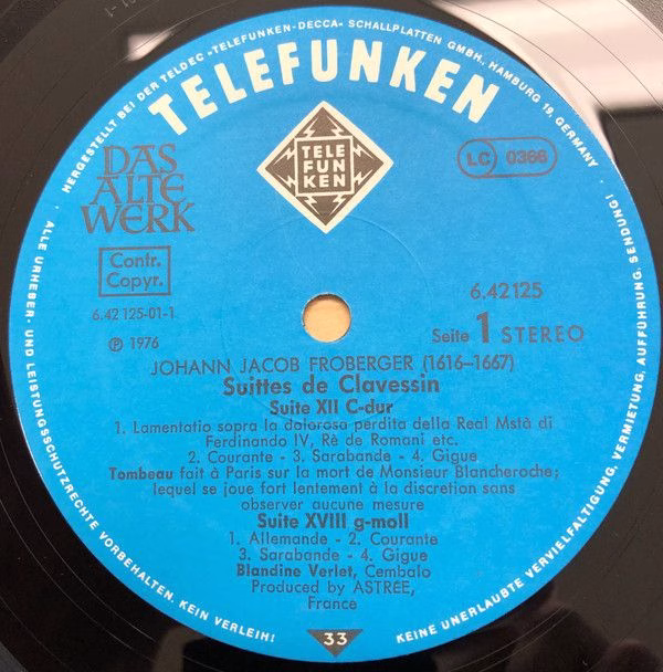 Telefunken 6.42125 AW - Johann Jakob Froberger, Blandine Verlet - Image 5
