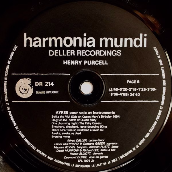 Harmonia Mundi HM 214 - Henry Purcell, Deller Consort - Ayres Av - Image 4
