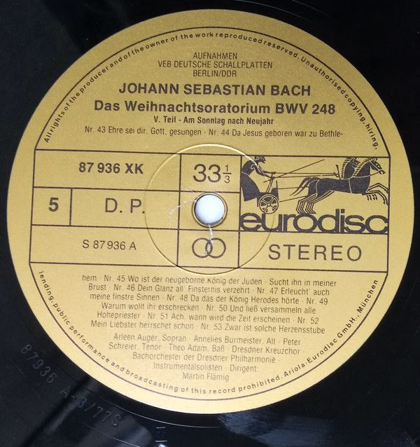 Eurodisc 87 937 XGK - Johann Sebastian Bach, Arleen Auger, Annel - Image 16