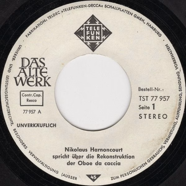 Telefunken TST 77 957 - Nikolaus Harnoncourt, Johann Sebastian B - Image 3
