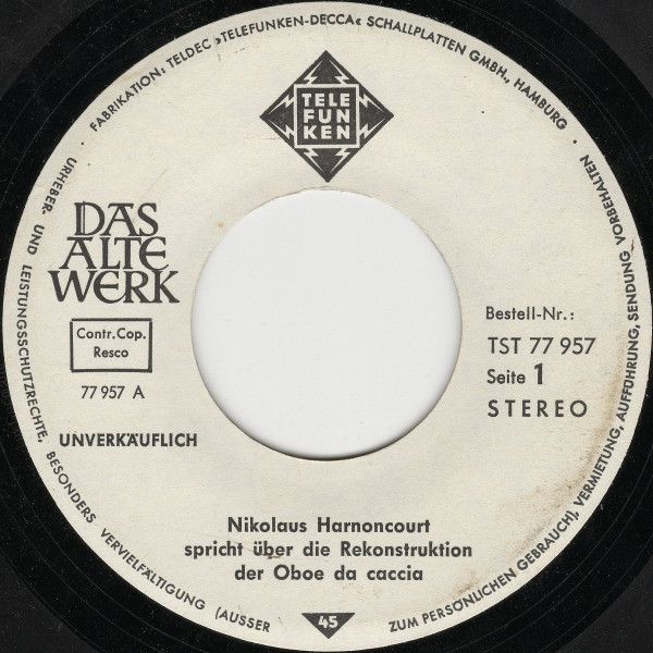 Telefunken TST 77 957 - Nikolaus Harnoncourt, Johann Sebastian B - Image 3
