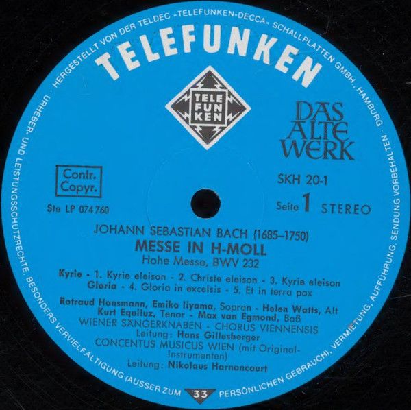 Telefunken SKH 20/1-3 - Johann Sebastian Bach - Messe In H-Moll - Image 23