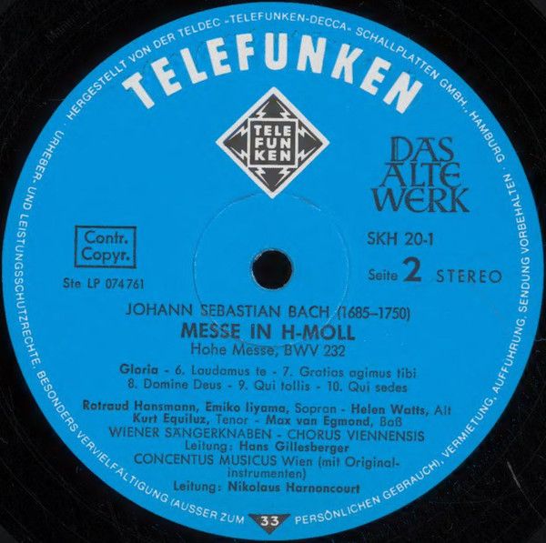 Telefunken SKH 20/1-3 - Johann Sebastian Bach - Messe In H-Moll - Image 24