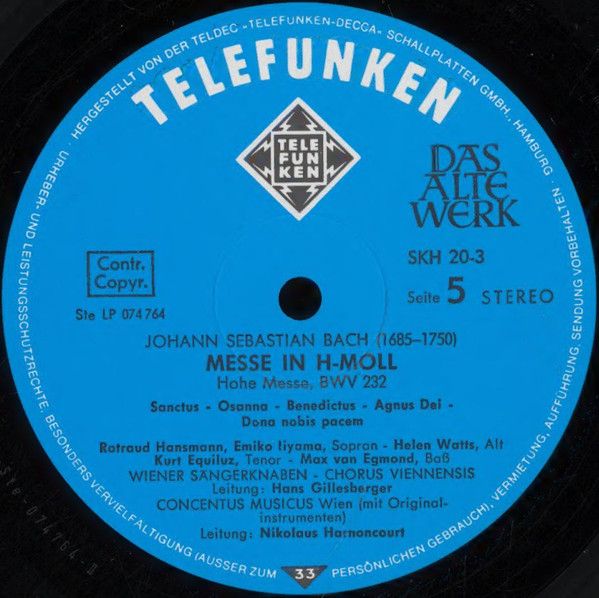 Telefunken SKH 20/1-3 - Johann Sebastian Bach - Messe In H-Moll - Image 27
