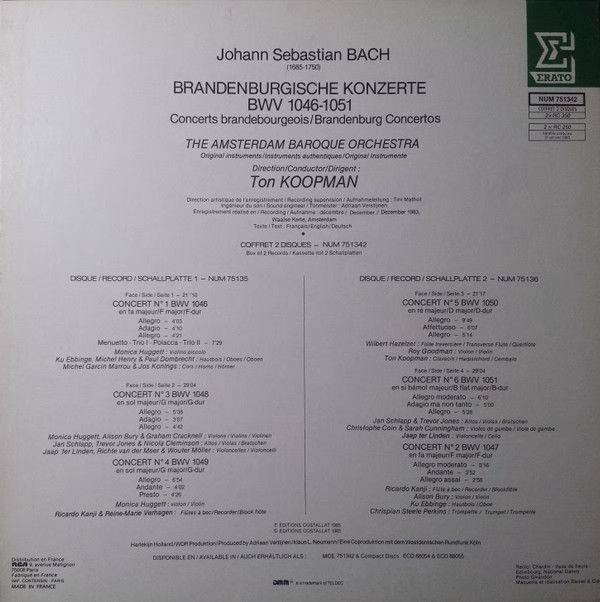Erato NUM 751342 - Johann Sebastian Bach, The Amsterdam Baroque - Image 6