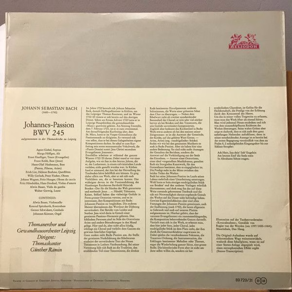 HELIODOR 89 729 - Johann Sebastian Bach, Thomanerchor, Gewandhau - Image 2