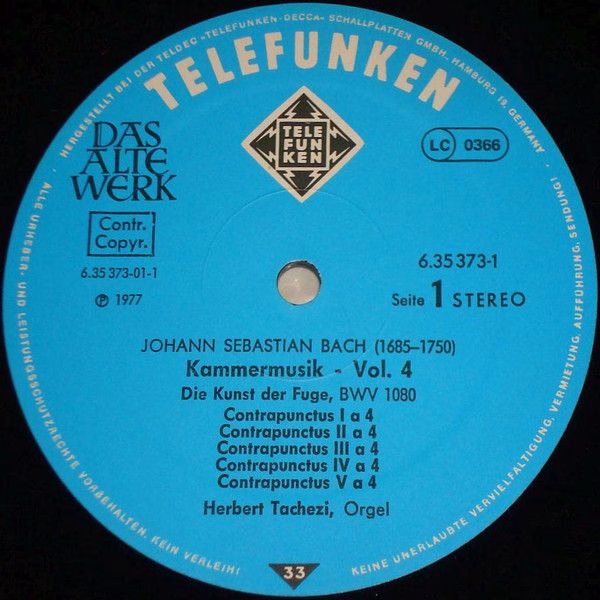 Telefunken 6.35 373 - Johann Sebastian Bach, Herbert Tachezi - K - Image 3