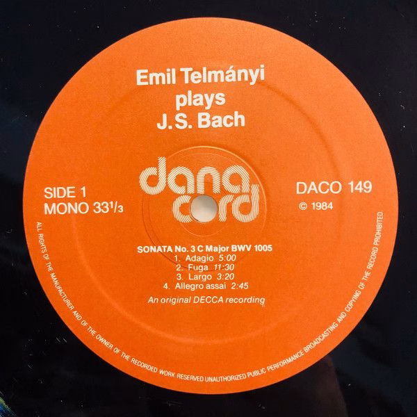danacord DACO 147-148 - Johann Sebastian Bach, Emil Telmányi - P - Image 3