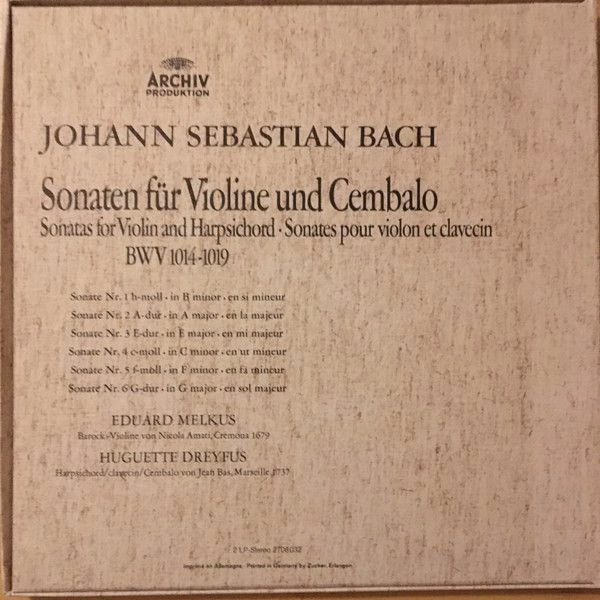 Archiv Produktion 2708 032 - Johann Sebastian Bach, Eduard Melku - Image 2