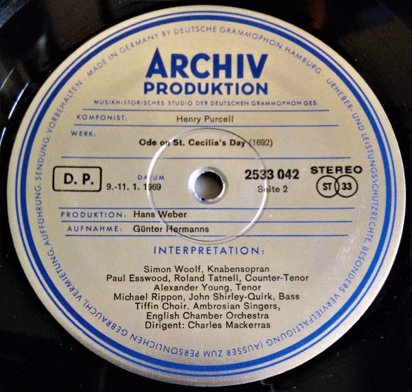 Archiv Produktion 2533 042 - Henry Purcell, Simon Woolf, Paul Es - Image 5