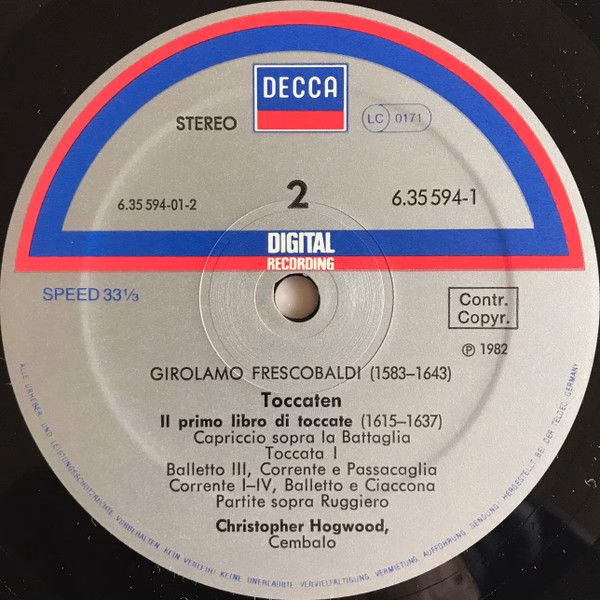 DECCA 6.35594 - Girolamo Frescobaldi, Christopher Hogwood - Tocc - Image 7