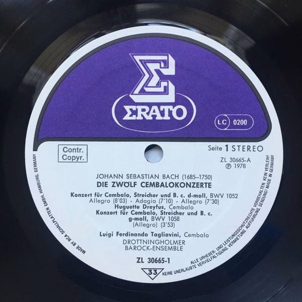 Erato ZL 30665 - Johann Sebastian Bach, Huguette Dreyfus, Lucian - Image 3