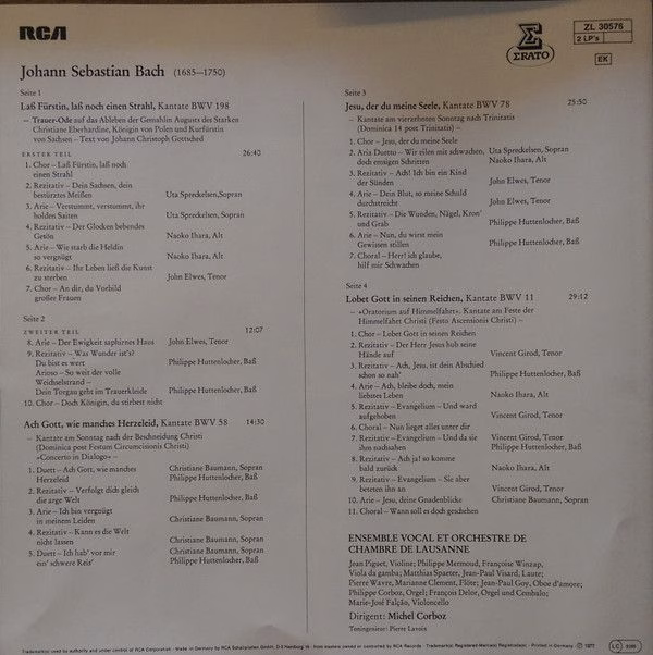Erato STU 71099 - Johann Sebastian Bach, Solistes de l'Ensemble - Image 6