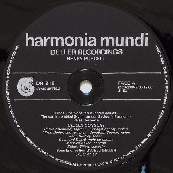 harmonia mundi France HM 218 - Henry Purcell, Deller Consort, Al - Image 5