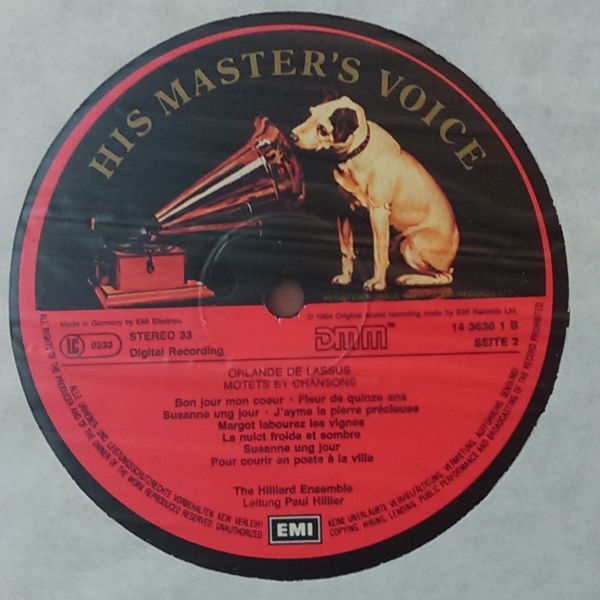 His Master's Voice 067 EL 14 3630 1 - Roland de Lassus, The Hill - Image 3